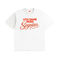 Unisex Seamless 100% Cotton Tee | LESS SHAME MORE SEQUINS Red Logo