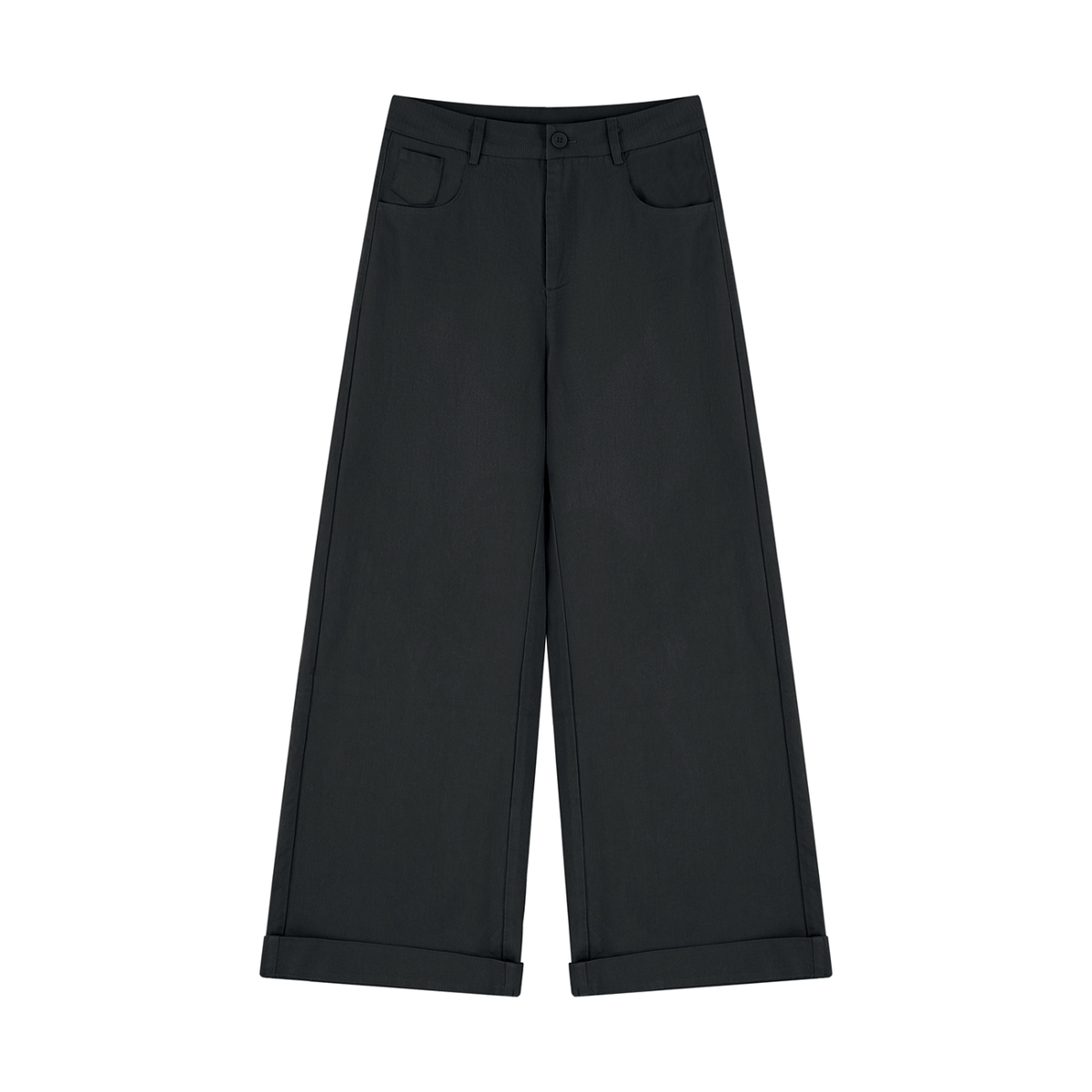 Tencel Wide-Leg Cuff Trousers Black