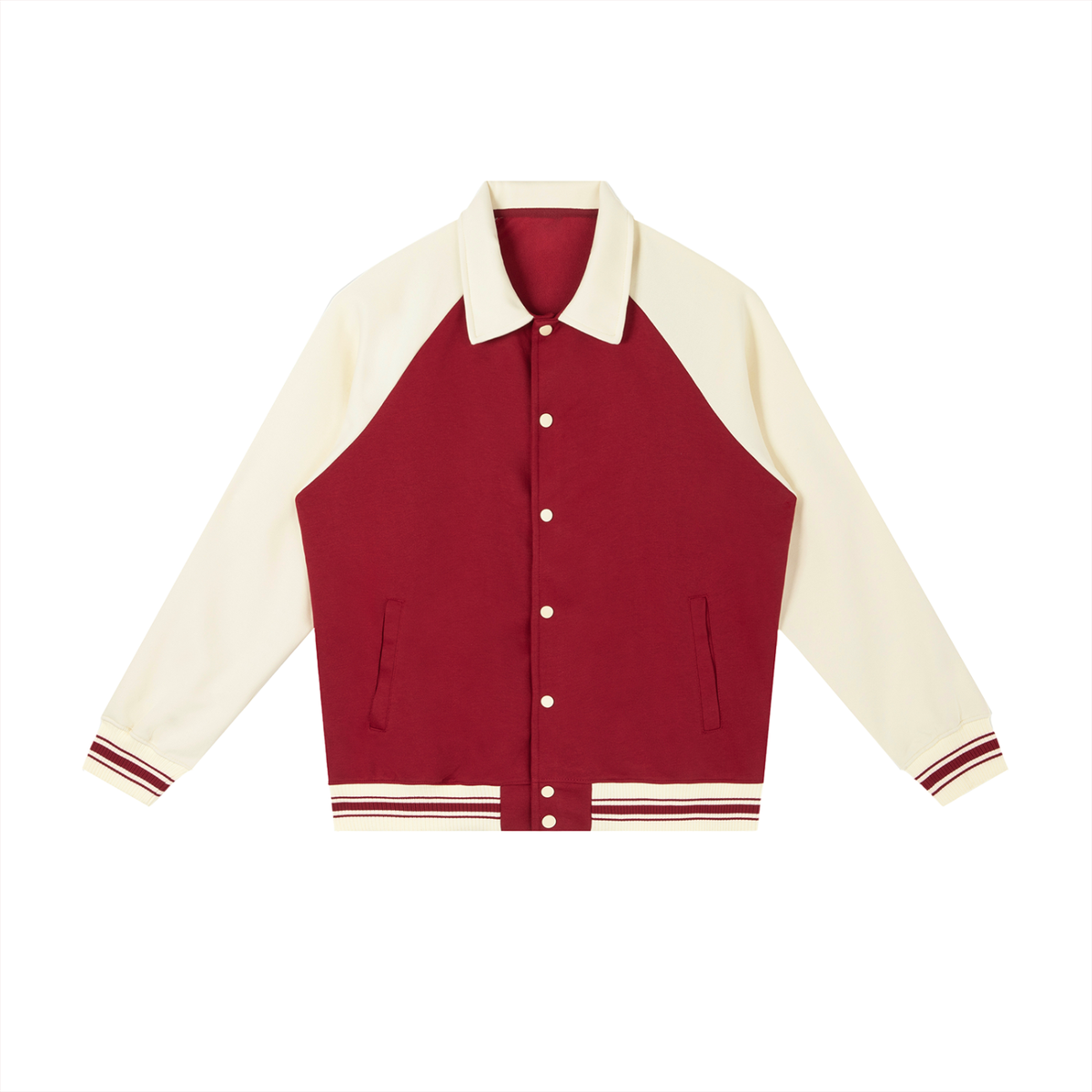 Unisex Contrast Raglan Sleeve Baseball Jacket