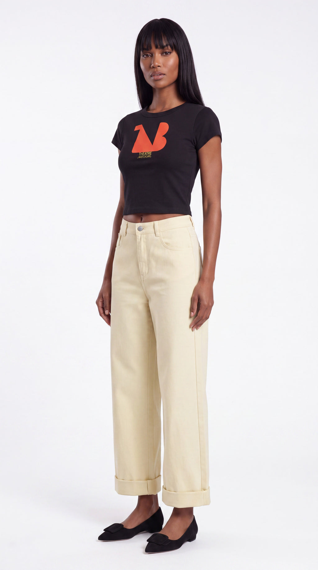 Women's Cropped Crewneck Tee Red Logo