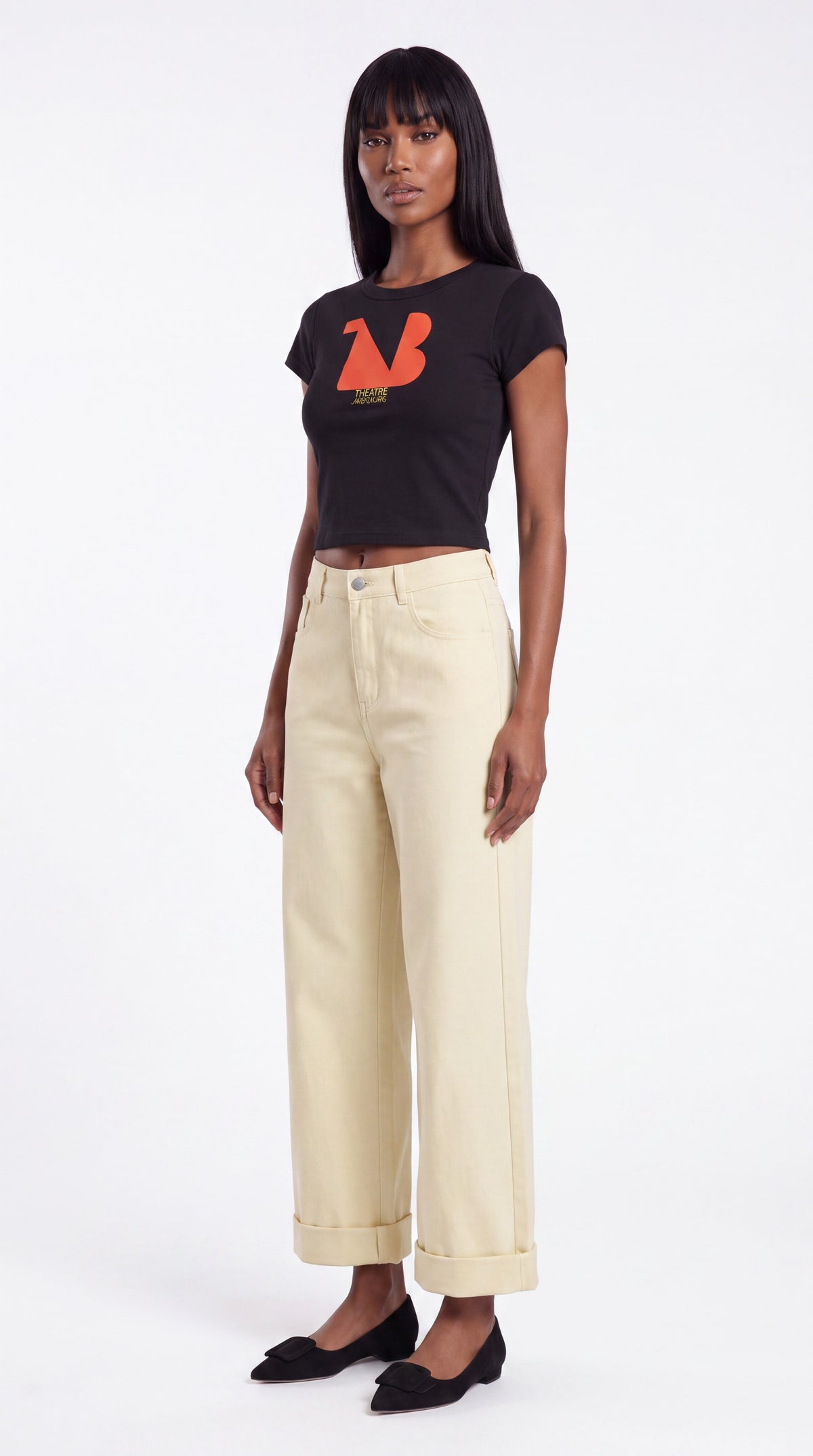 Women's Cropped Crewneck Tee Red Logo