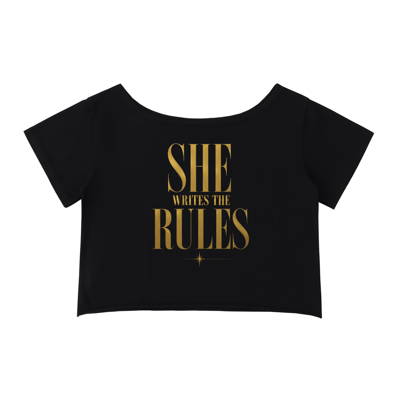 Off-Shoulder Rolled Hem Crewneck Tee| SHE WRITES THE RULES| CONVERSATION COLLECTION