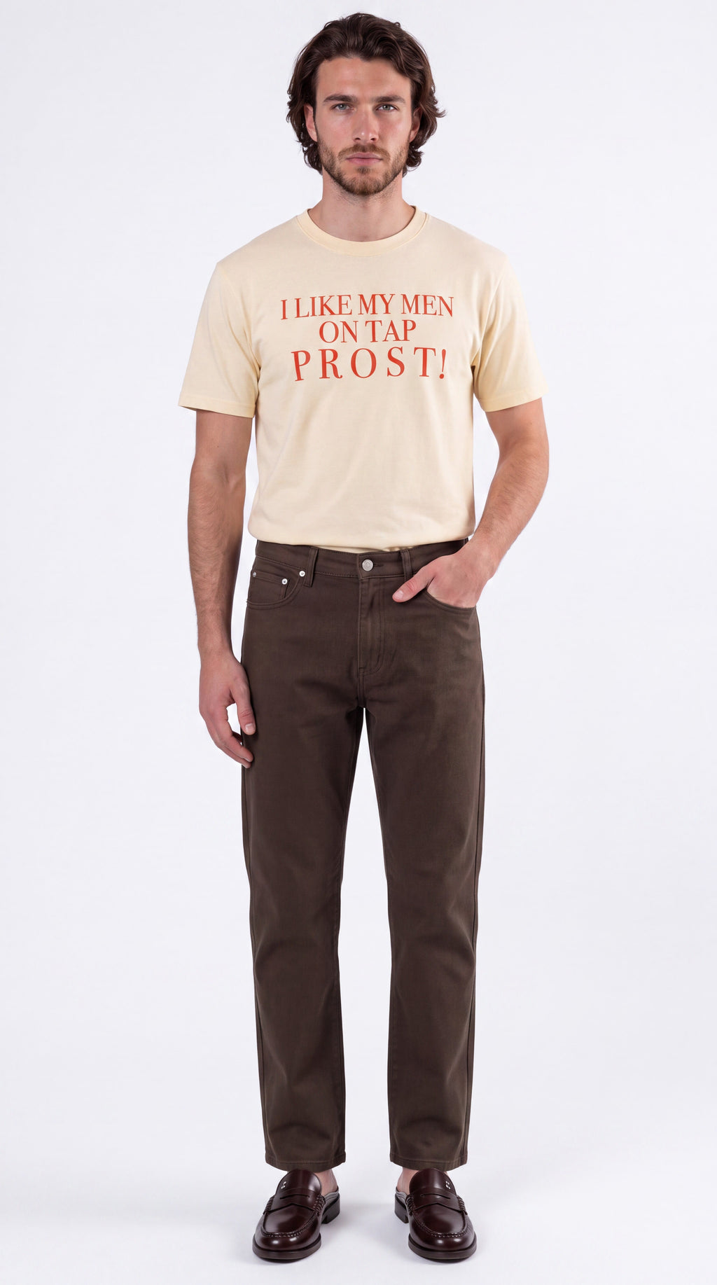 Unisex Seamless 100% Cotton Tee | I LIKE MY MEN ON TAP PROST!