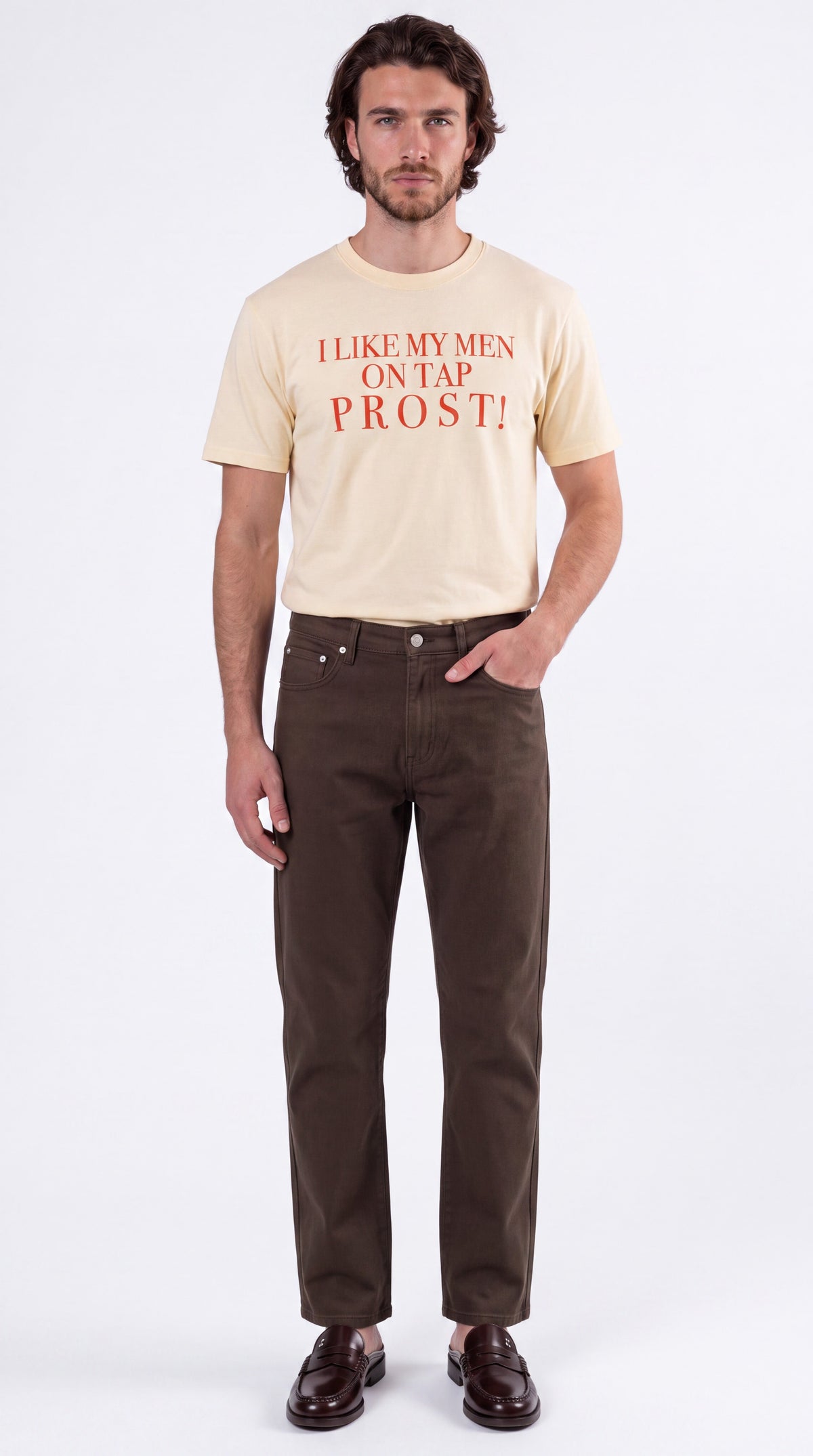 Unisex Seamless 100% Cotton Tee | I LIKE MY MEN ON TAP PROST!