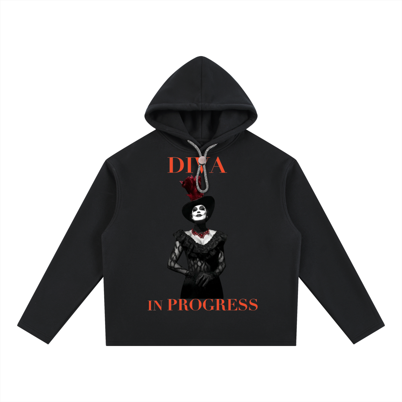 Oversized Fleece Hoodie — DIVA IN PROGRESS | Premium Noir Streetwear