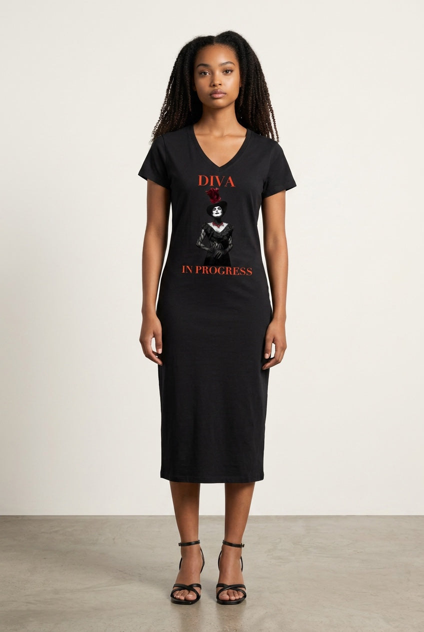 V-Neck Maxi Dress — DIVA IN PROGRESS | Dark Feminine Fashion