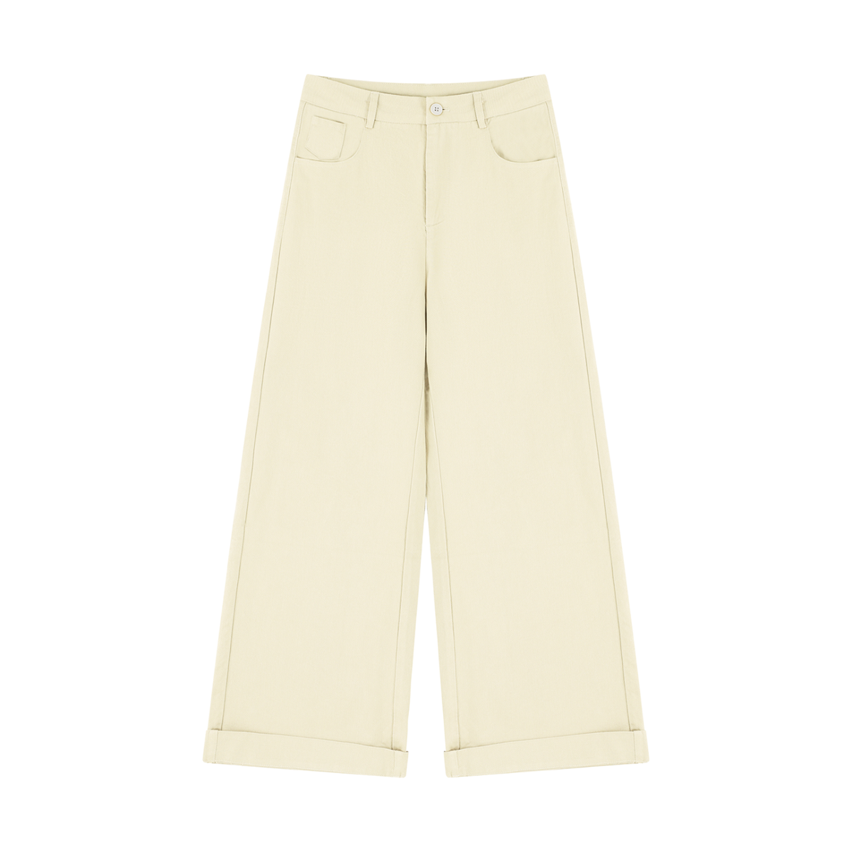 Tencel Wide-Leg Cuff Trousers Apricot
