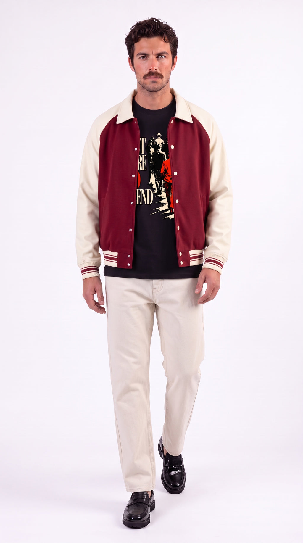 Unisex Contrast Raglan Sleeve Baseball Jacket