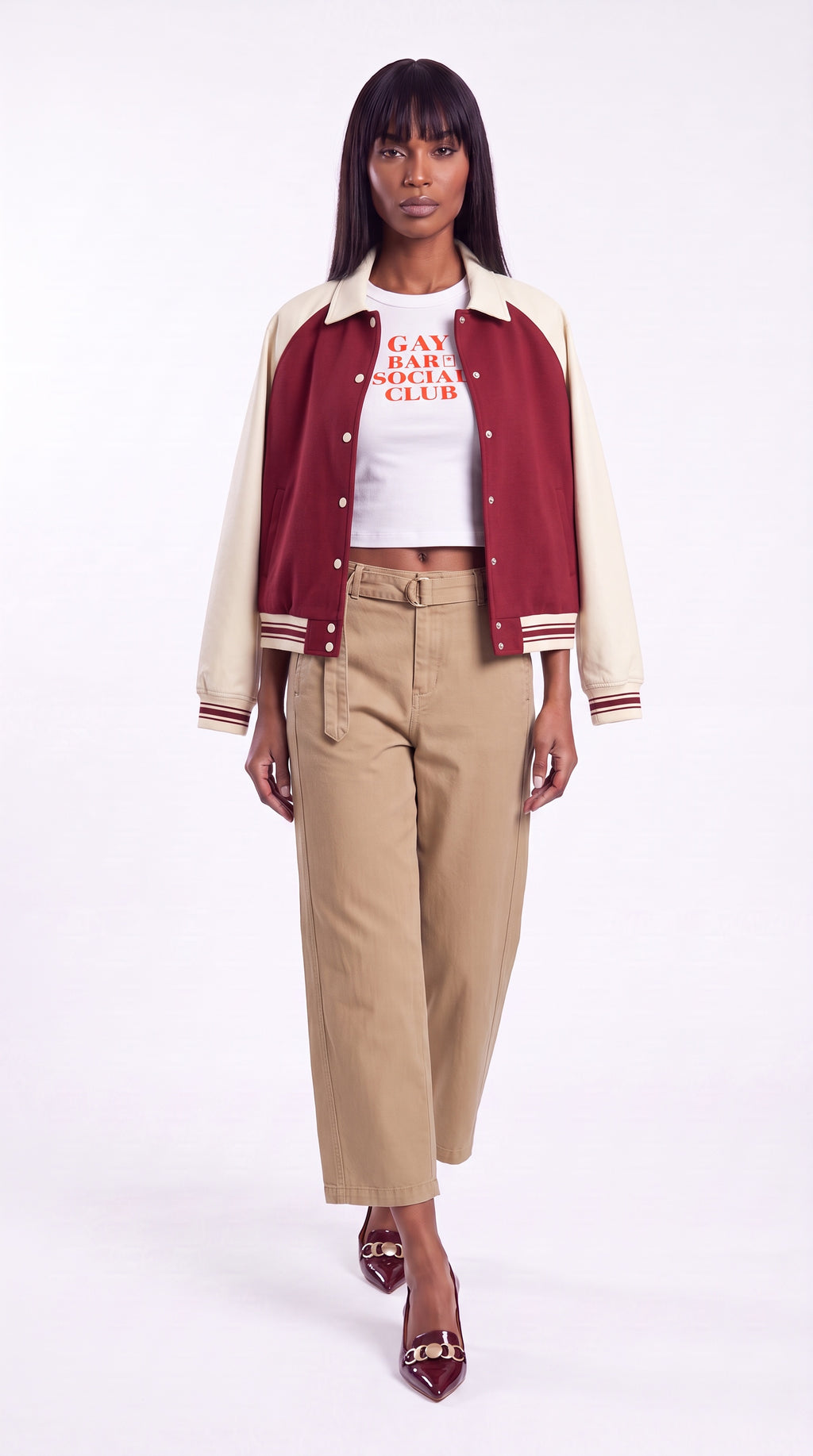 Unisex Contrast Raglan Sleeve Baseball Jacket
