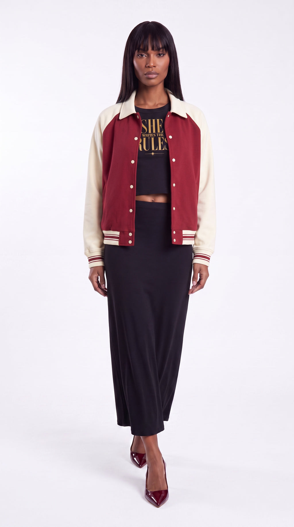 Unisex Contrast Raglan Sleeve Baseball Jacket