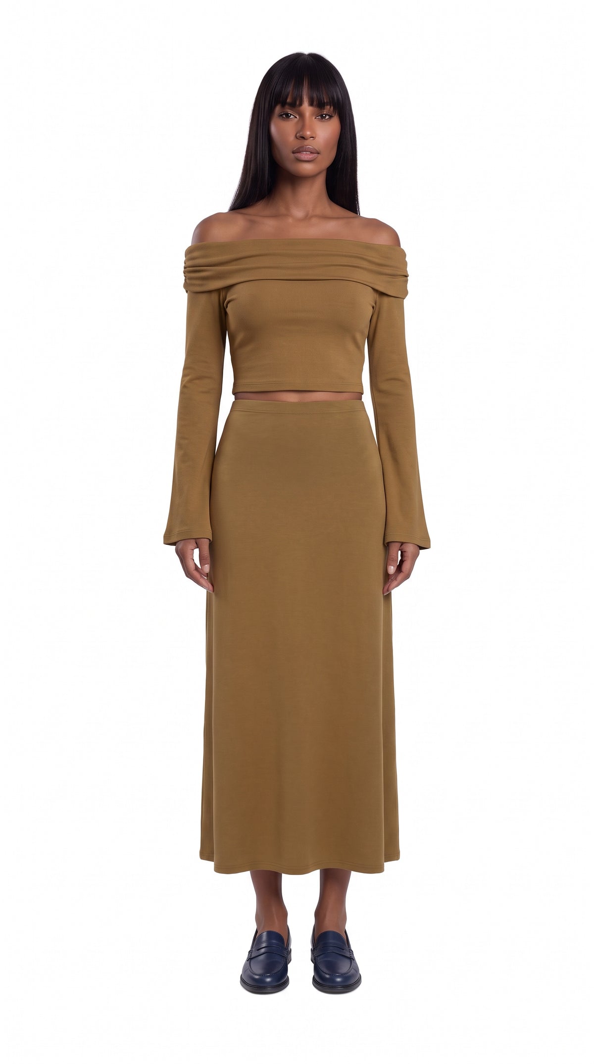 Women's Off-the-Shoulder Bell Sleeve Crop Top