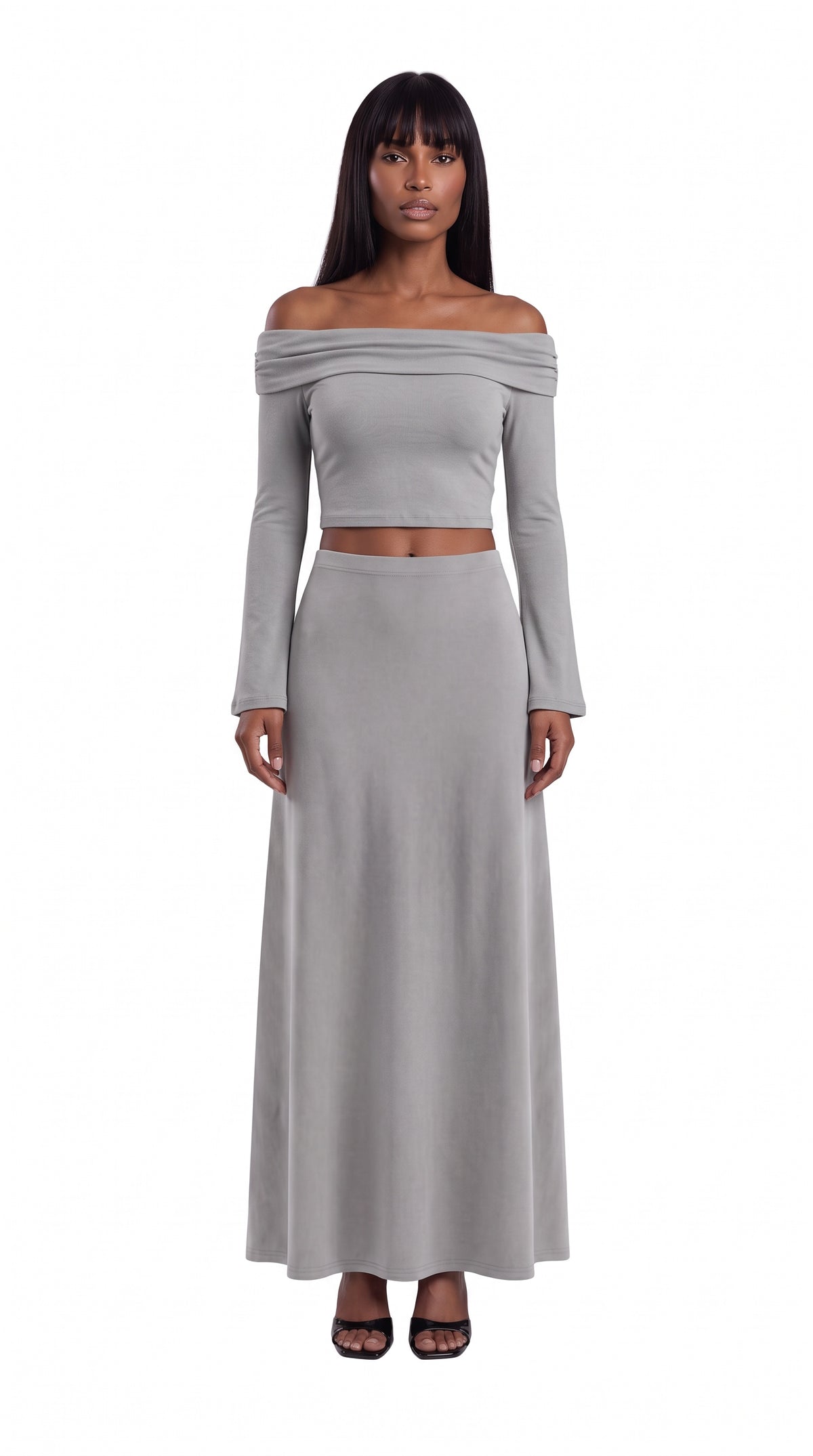 Women's Off-the-Shoulder Bell Sleeve Crop Top