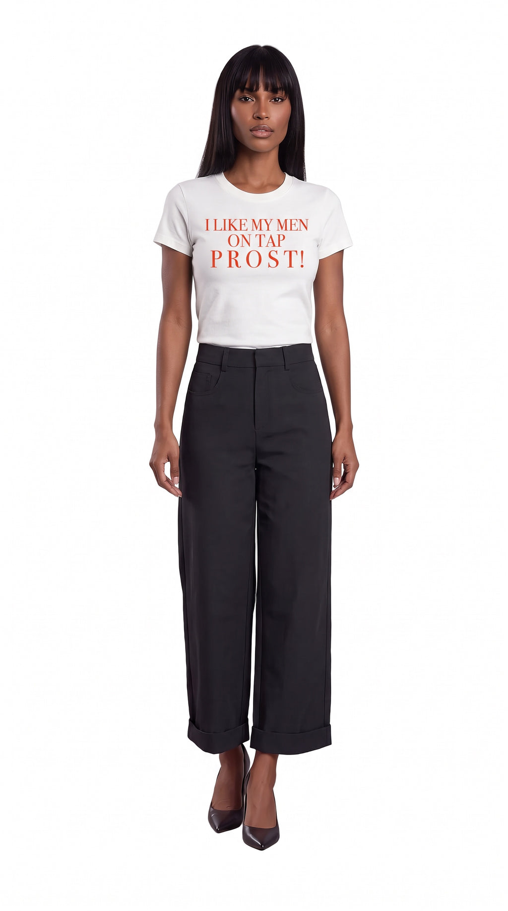 Women's Slim Fit Crewneck T-Shirt | I LIKE MY MEN ON TAP PROST!