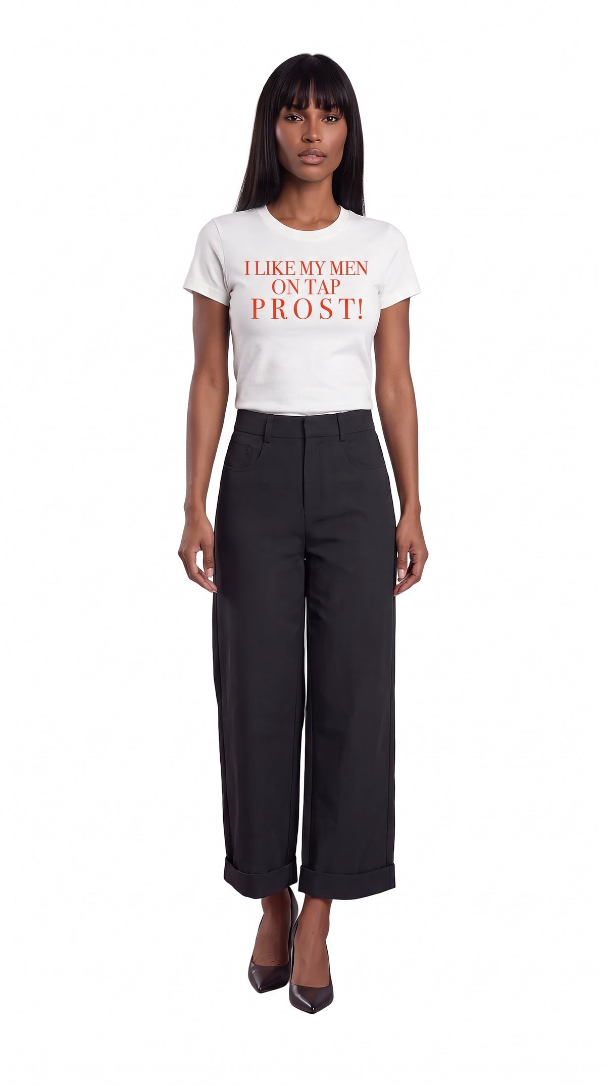 Women's Slim Fit Crewneck T-Shirt | I LIKE MY MEN ON TAP PROST!