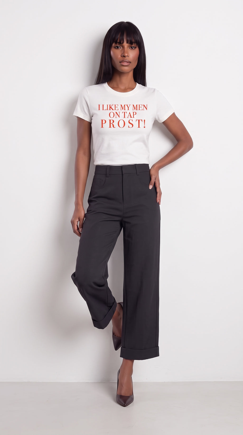 Women's Slim Fit Crewneck T-Shirt | I LIKE MY MEN ON TAP PROST!