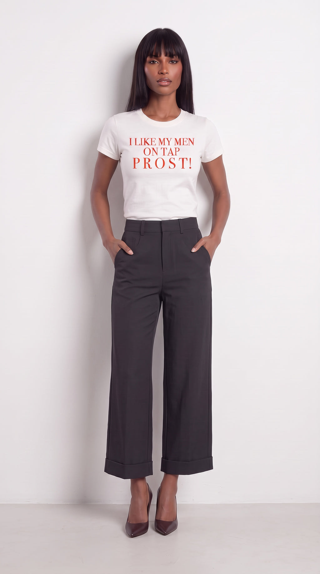 Women's Slim Fit Crewneck T-Shirt | I LIKE MY MEN ON TAP PROST!
