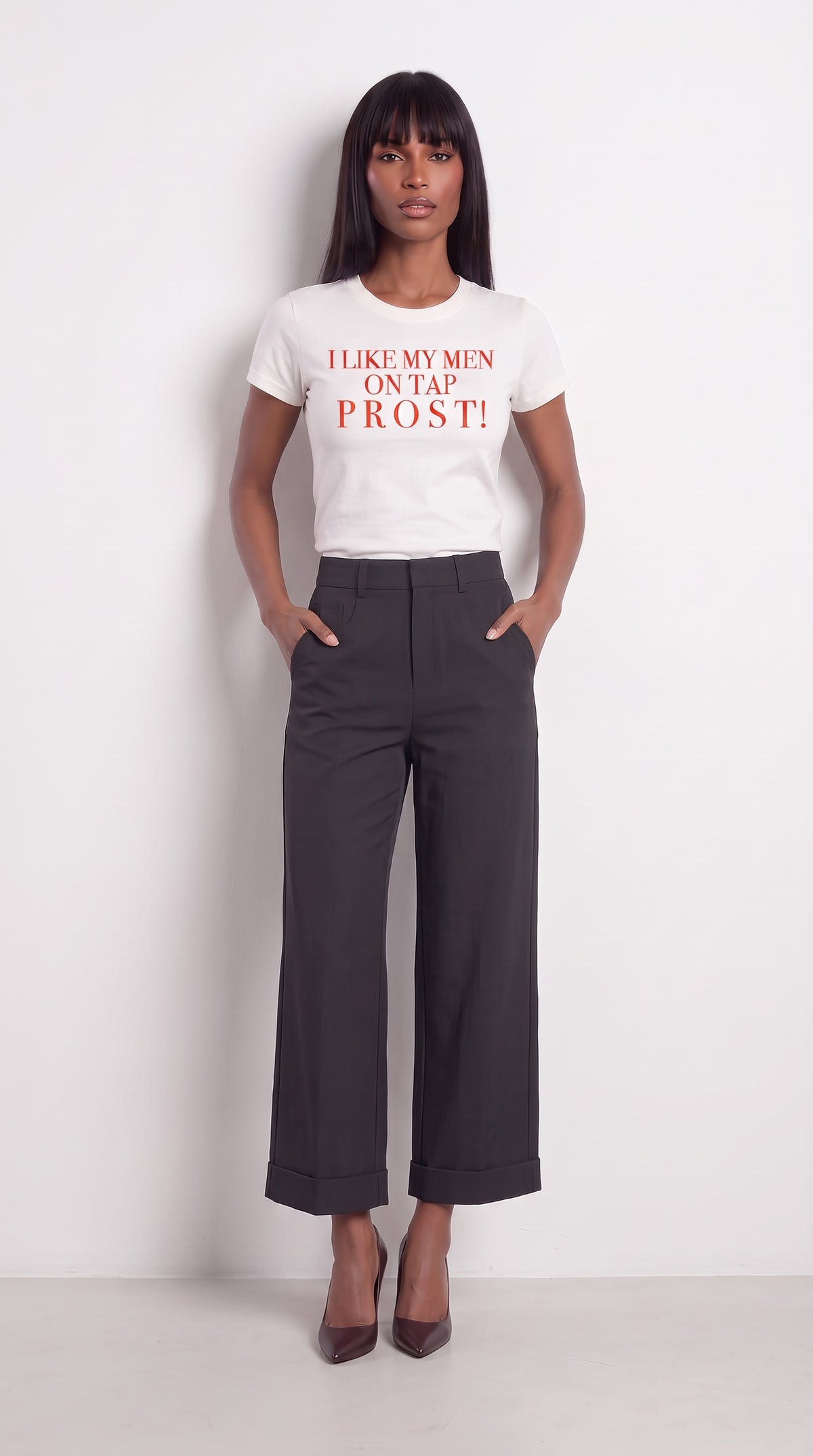 Women's Slim Fit Crewneck T-Shirt | I LIKE MY MEN ON TAP PROST!