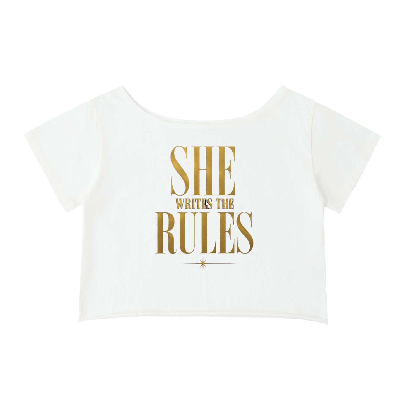 Off-Shoulder Rolled Hem Crewneck Tee| SHE WRITES THE RULES| CONVERSATION COLLECTION