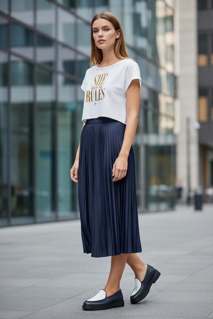 Off-Shoulder Rolled Hem Crewneck Tee| SHE WRITES THE RULES| CONVERSATION COLLECTION