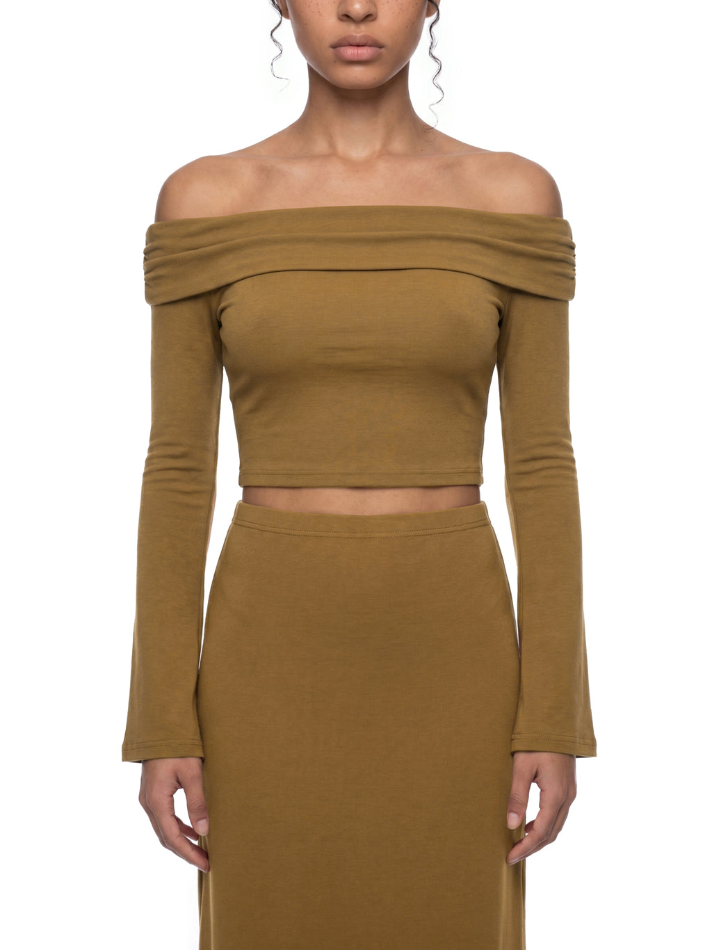 Women's Off-the-Shoulder Bell Sleeve Crop Top