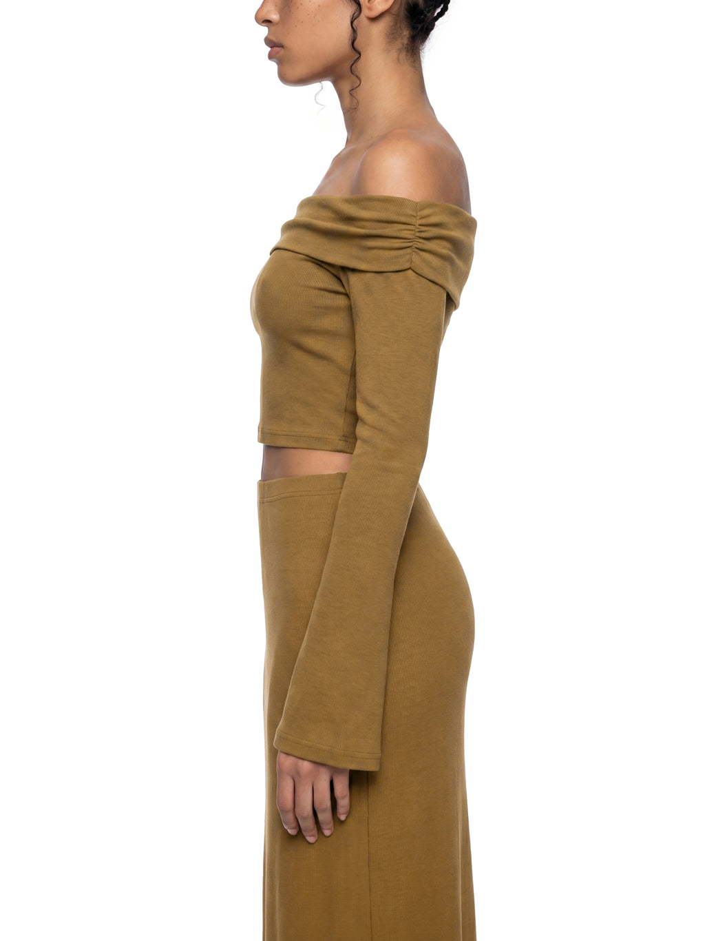 Women's Off-the-Shoulder Bell Sleeve Crop Top