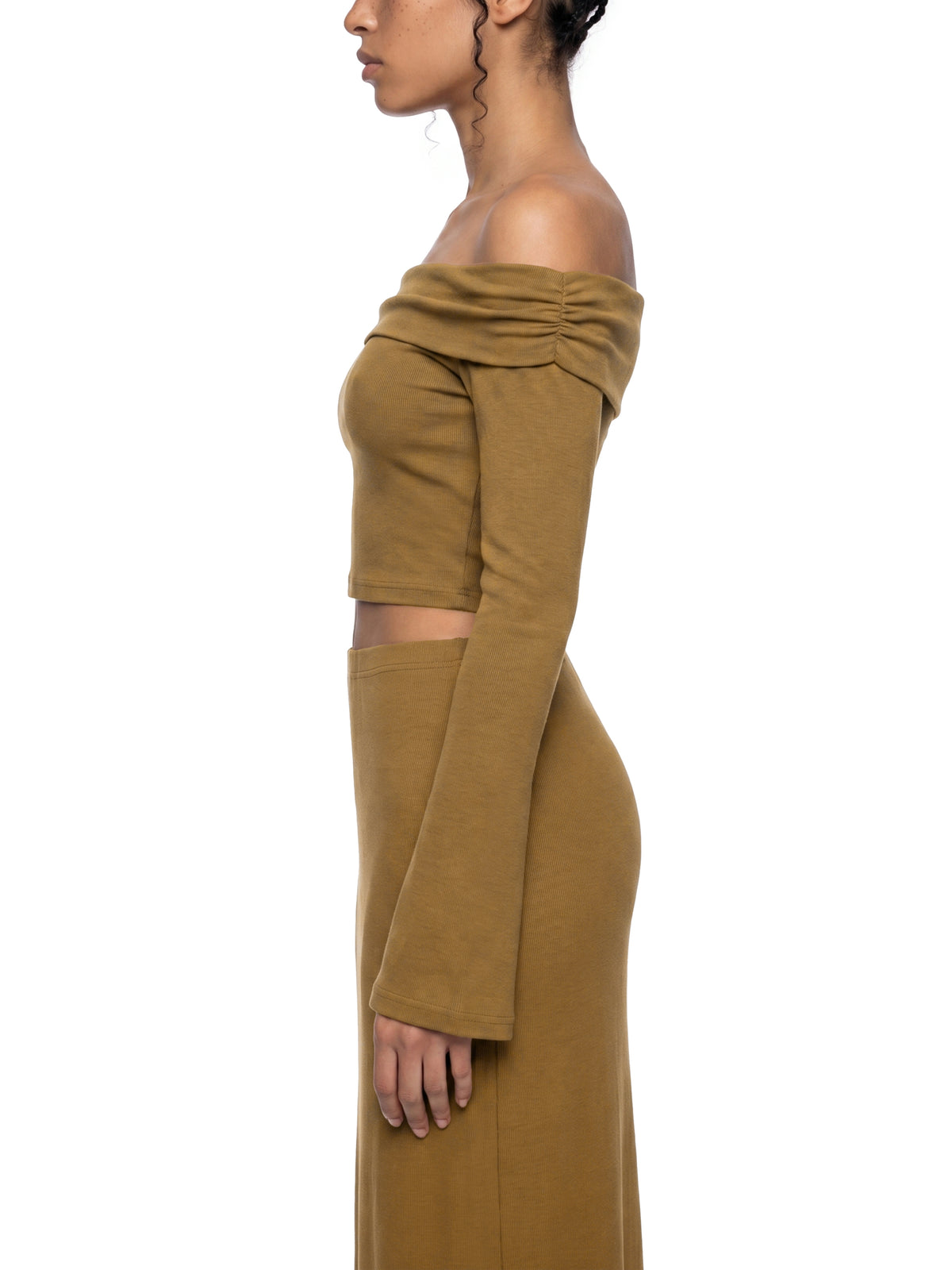 Women's Off-the-Shoulder Bell Sleeve Crop Top