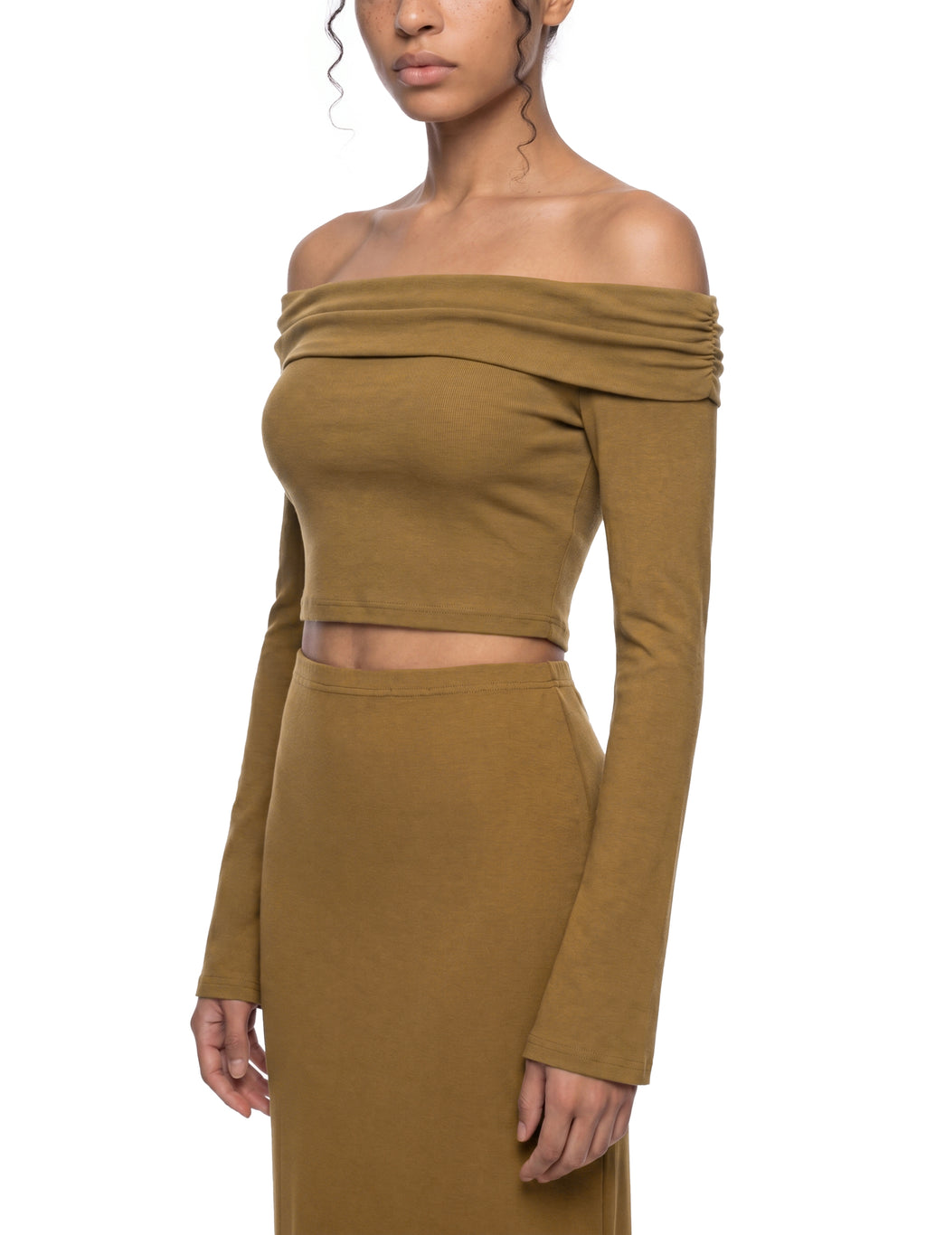 Women's Off-the-Shoulder Bell Sleeve Crop Top