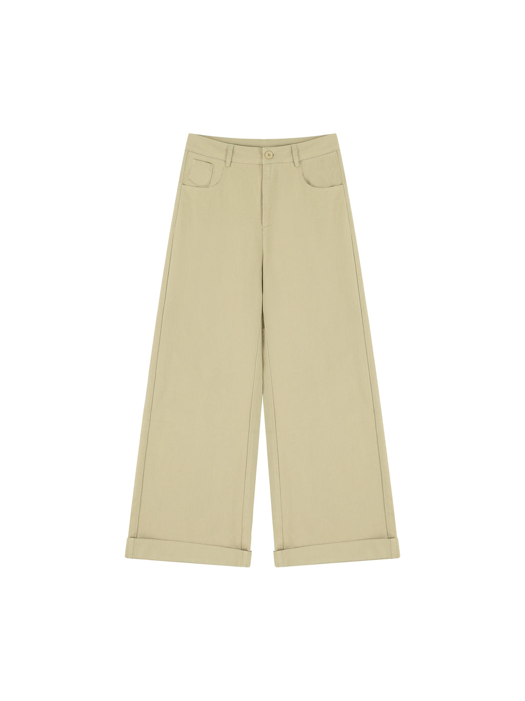 Tencel Wide-Leg Cuff Trousers