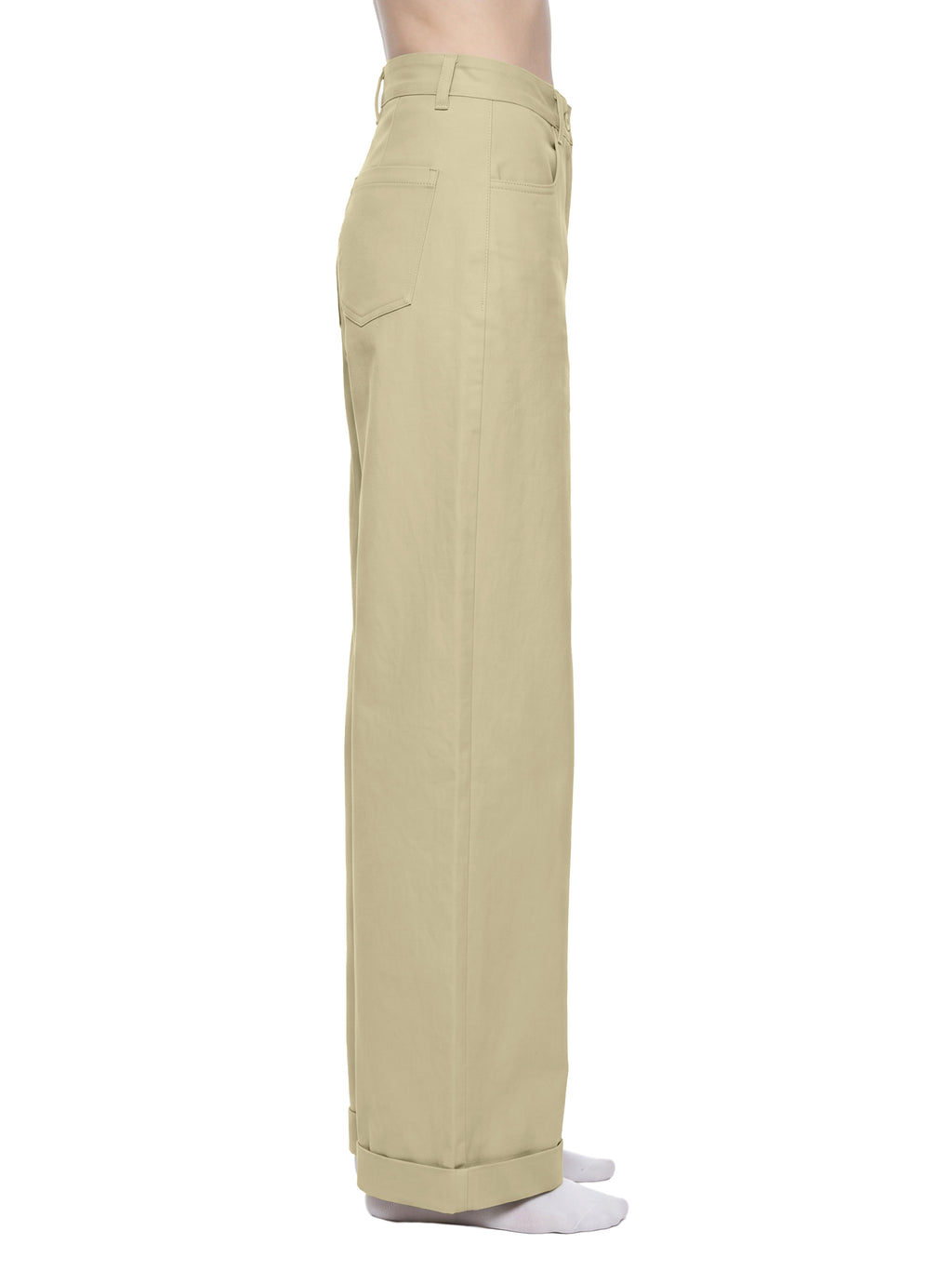 Tencel Wide-Leg Cuff Trousers Apricot