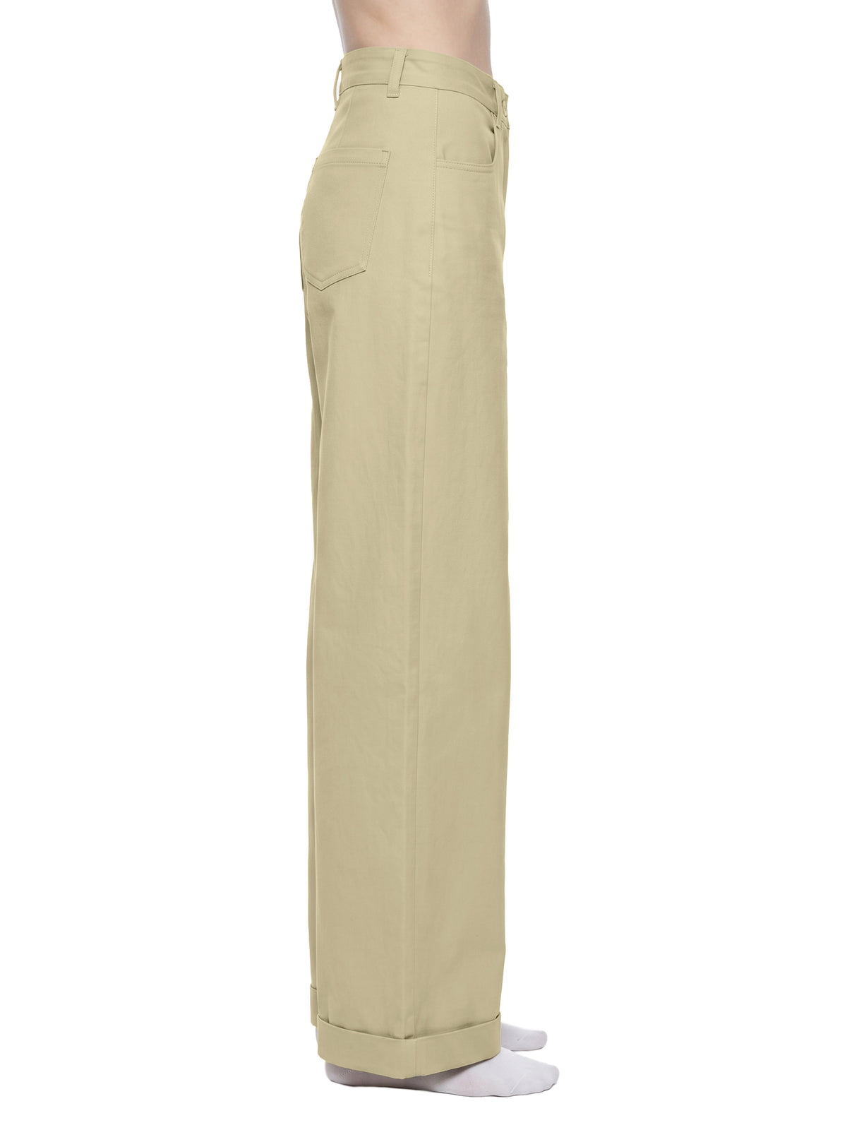 Tencel Wide-Leg Cuff Trousers Apricot