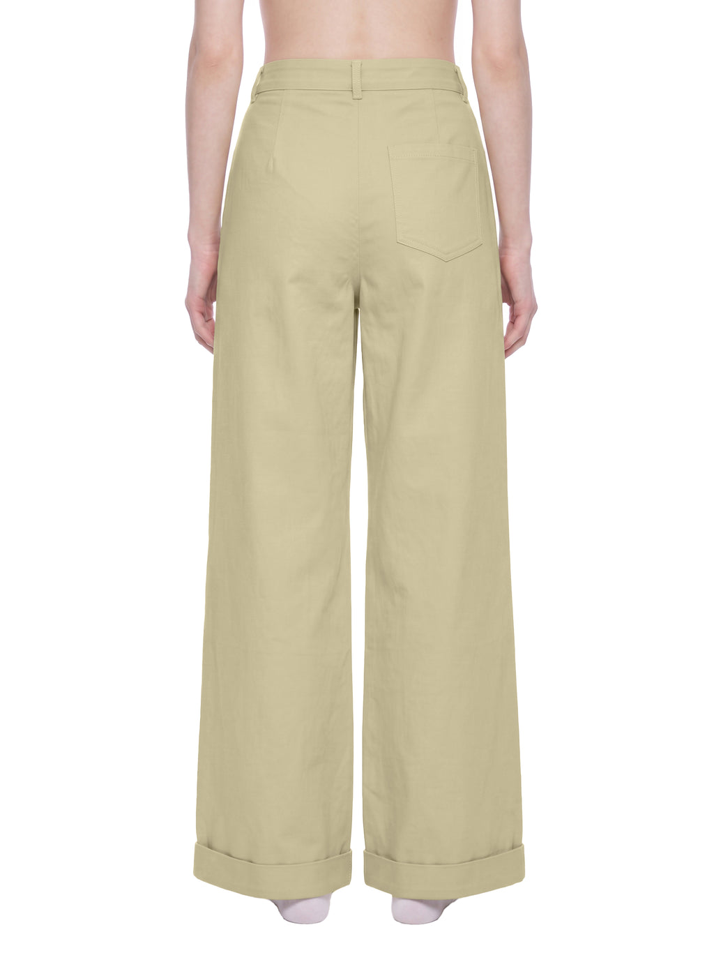 Tencel Wide-Leg Cuff Trousers Black