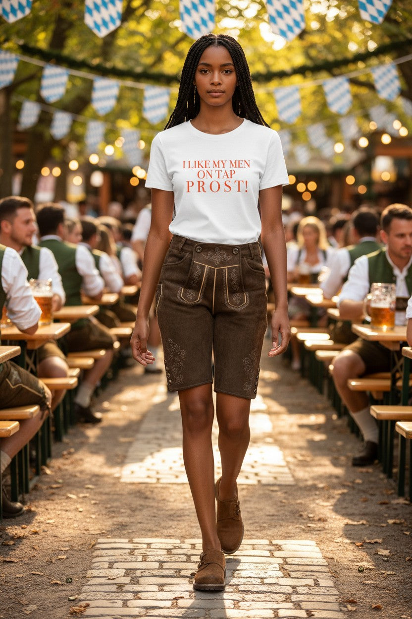 Women's Crewneck Tee | I LIKE MY MEN ON TAP PROST! | CONVERSATION COLLECTION